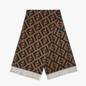 Fendi Unisex FF Scarf Brown Cashmere Scarf FXT260A8RSF0QE1
