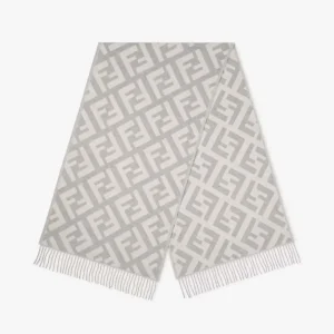 Fendi Unisex FF Scarf Pale Gray Cashmere Scarf FXT260A8RSF0QG1