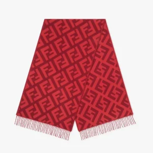 Fendi Unisex FF Scarf Red Cashmere Scarf FXT260A8RSF0QC9