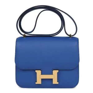 Hermes Women Constance 24 Bag Epsom Leather-Blue/Gold