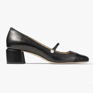 Jimmy Choo Women Elisa 45 Black Nappa and Patent Leather Pumps