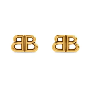 Balenciaga Women Monaco Stud S Earrings in Antique Gold