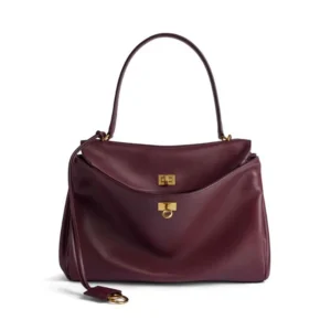 Balenciaga Women Rodeo Medium Handbag in Dark Burgundy Smooth Calfskin