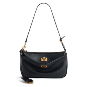 Balenciaga Women Rodeo Sling Pochette in Black Smooth Calfskin