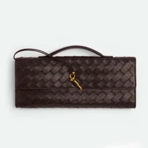 Bottega Veneta Women Andiamo Clutch in Supple Intrecciato Leather-Burgundy