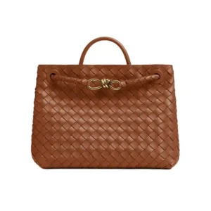 Bottega Veneta Women Medium Andiamo Intrecciato Leather Top Handle Bag-Brown