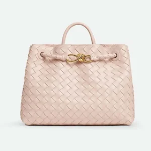 Bottega Veneta Women Medium Andiamo in Supple Intrecciato Leather-Pink