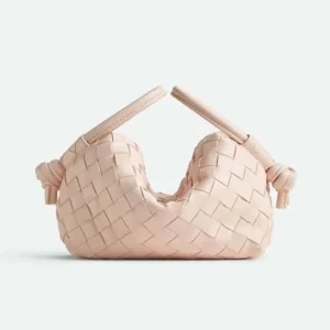 Bottega Veneta Women Top Handle Loop in Intrecciato Leather-Pink