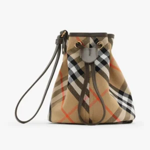 Burberry Women Check Drawstring Pouch-Sandy​ 80939161