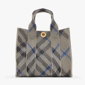Burberry Women Mini Check Knitted Tote-Grey 80904041
