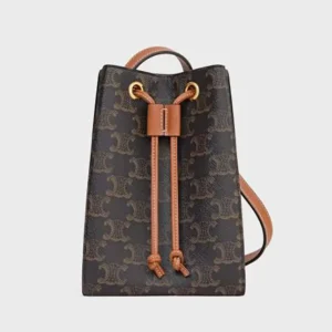 Celine Women Micro Sailor in Triomphe Canvas and Calfskin-Brown