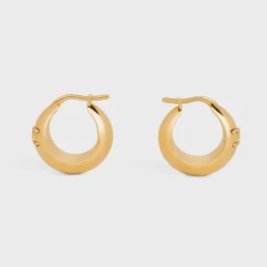 Celine Women Triomphe Bold Hoops in Brass with Gold Finish