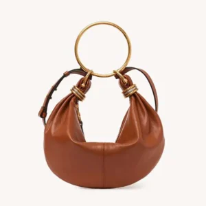 Chloe Women Small Bracelet Hobo Bag in Grained Leather-Brown