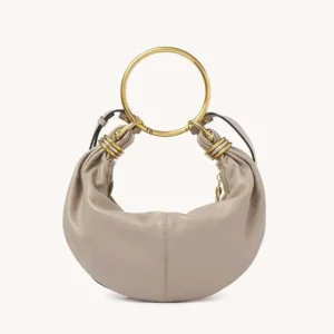 Chloe Women Small Bracelet Hobo Bag in Grained Leather-Grey