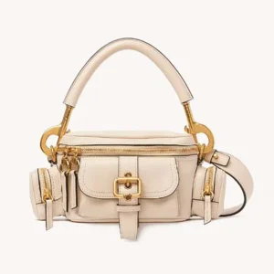 Chloe Women Small Camera Bag in Shiny Leather-Beige