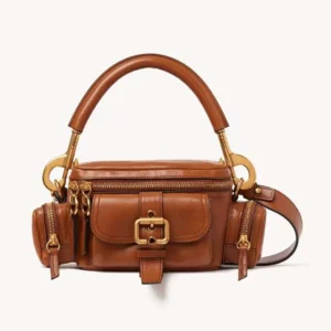 Chloe Women Small Camera Bag in Shiny Leather-Brown