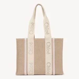 Chloe Women Woody Tote Bag in Linen-Pink CHC23AS383L17084