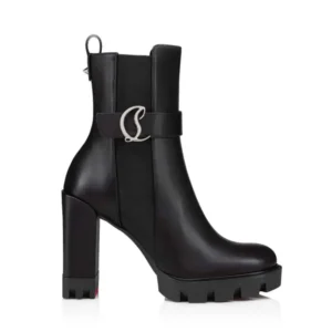 Christian Louboutin Women CL Chelsea Lug 100 mm Low Boots Calf Leather-Black
