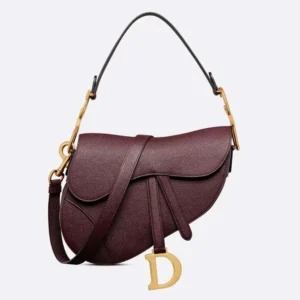Dior Women Saddle Bag with Strap Plum Grained Calfskin M0455CBAA