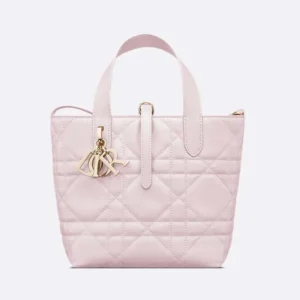 Dior Women Small Dior Toujours Vertical Tote Bag Pale Pink Macrocannage Calfskin