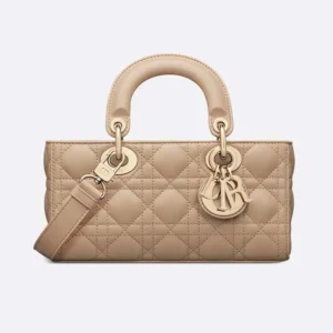 Dior Women Small Lady D-Joy Bag Biscuit Cannage Lambskin