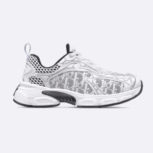 Dior Women Vibe Sneaker White Mesh Printed with Dior Oblique Motif