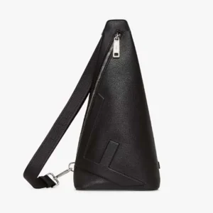 Fendi Men Roma Leather Fendi Cono One-shoulder Backpack in Black Leather