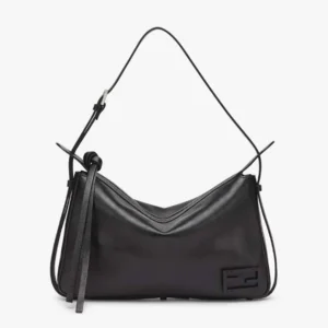Fendi Unisex Simply Fendi Medium Black Leather Bag