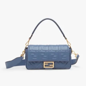 Fendi Women Medium Baguette Blue Leather Bag