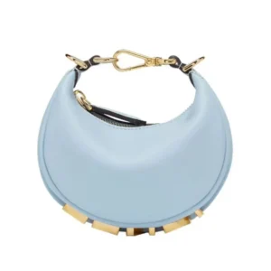 Fendi Women Nano Fendigraphy Blue Leather Charm