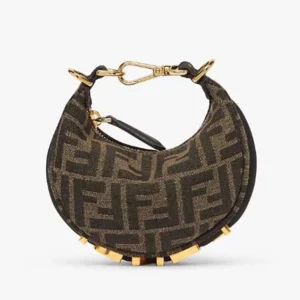Fendi Women Nano Fendigraphy Brown Fabric Charm