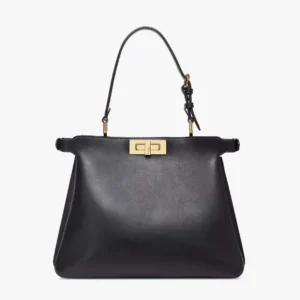 Fendi Women Peekaboo Soft Medium Black Leather Bag