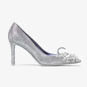 Jimmy Choo Women Crystal Slipper 85 Iridescent Crystal Pointed-Toe Pumps