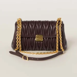 Miu Miu Women Matelassé Nappa Leather Shoulder Bag-Bordeaux