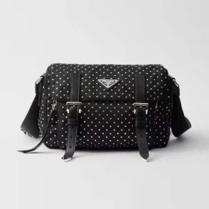 Prada Women Re-Nylon Shoulder Bag with Studs 1BD382