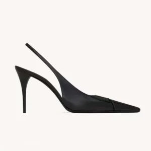 Saint Laurent YSL Women Babylone Breteuil Slingback Pumps in Smooth Leather-Black