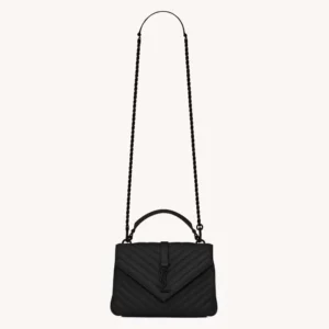 Saint Laurent YSL Women College Medium in Quilted Leather-Black