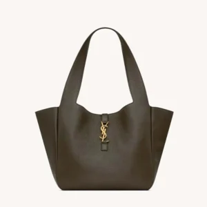 Saint Laurent YSL Women Le 5 à 7 Bea in Grained Leather-Dark Green