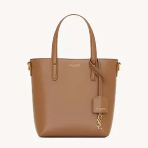 Saint Laurent YSL Women Mini Toy Shopping Saint Laurent in Box Leather-Brown