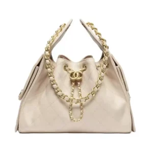 Chanel Women 25 Small Handbag Grained Calfskin Gold Tone Metal-Beige