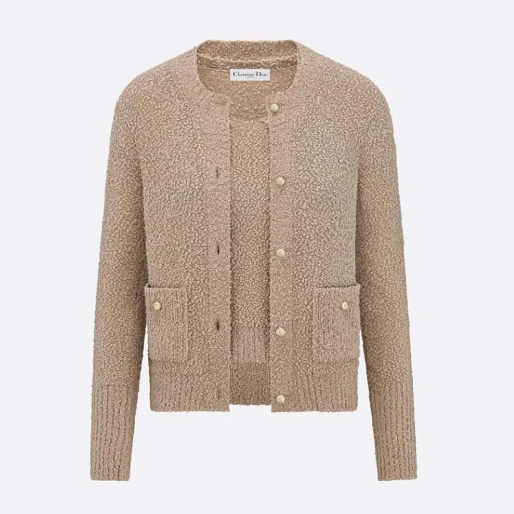 Dior Women Twinset Beige Cotton- and Wool-Blend Bouclé Knit