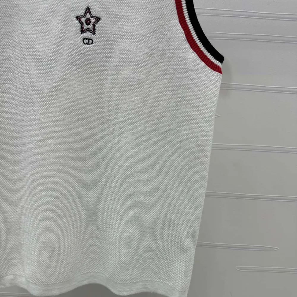 Dior Women Vibe Tank Top White Technical Mesh with Three-Tone Signature