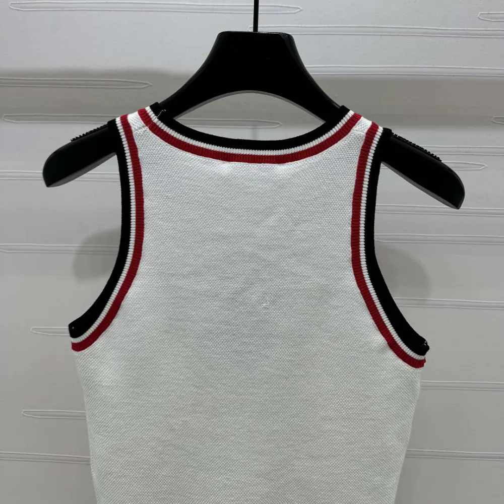 Dior Women Vibe Tank Top White Technical Mesh with Three-Tone Signature