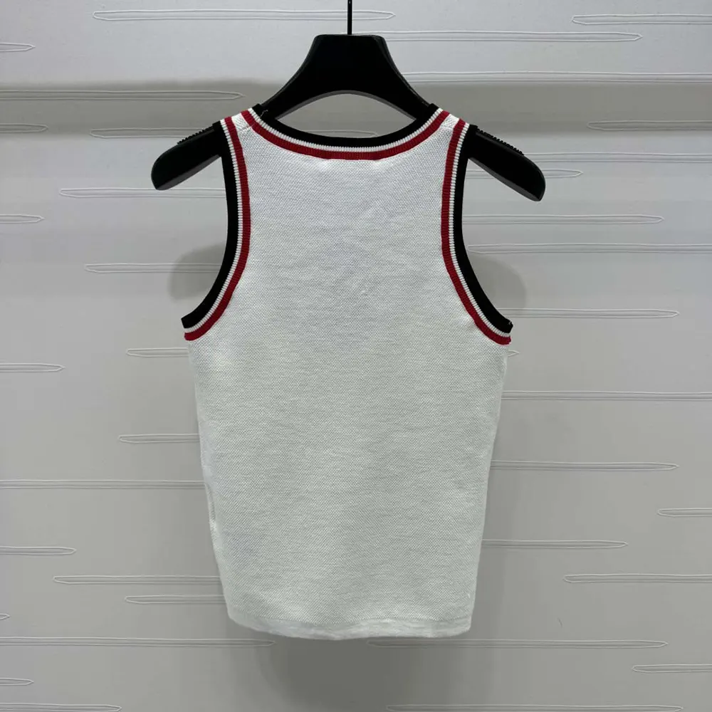 Dior Women Vibe Tank Top White Technical Mesh with Three-Tone Signature