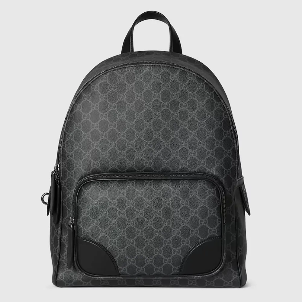 Gucci Unisex GG Emblem Medium Backpack-Gray 821159FAED41000