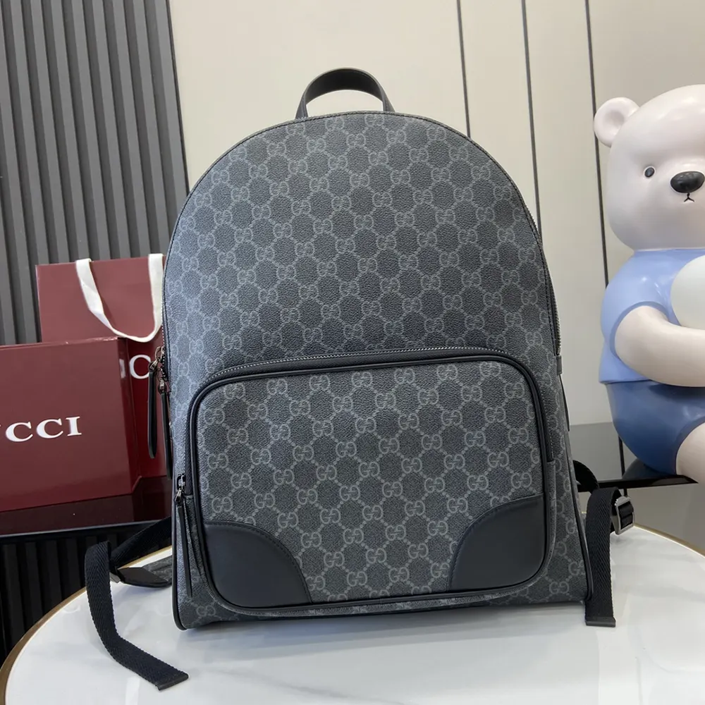 Gucci Unisex GG Emblem Medium Backpack-Gray 821159FAED41000