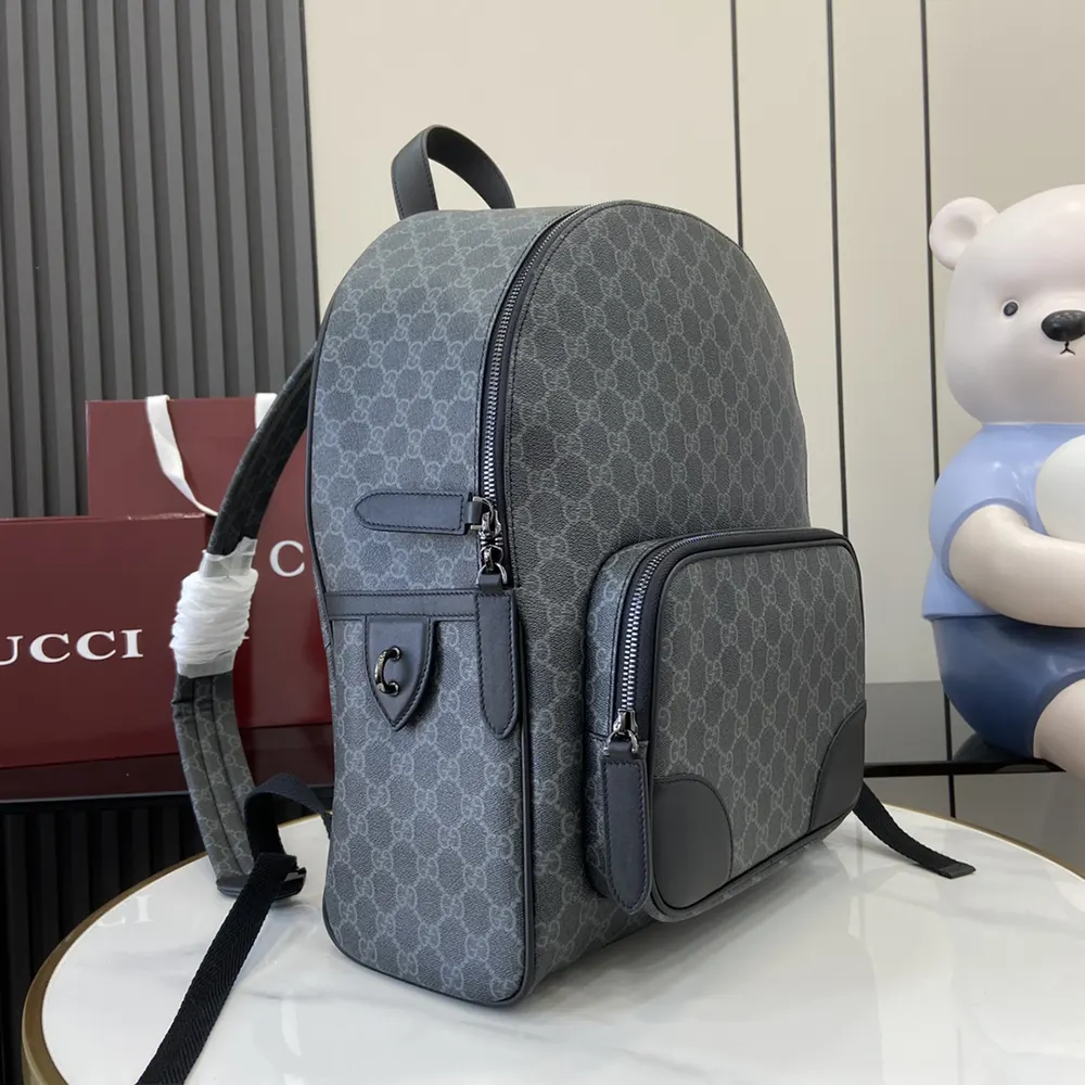 Gucci Unisex GG Emblem Medium Backpack-Gray 821159FAED41000