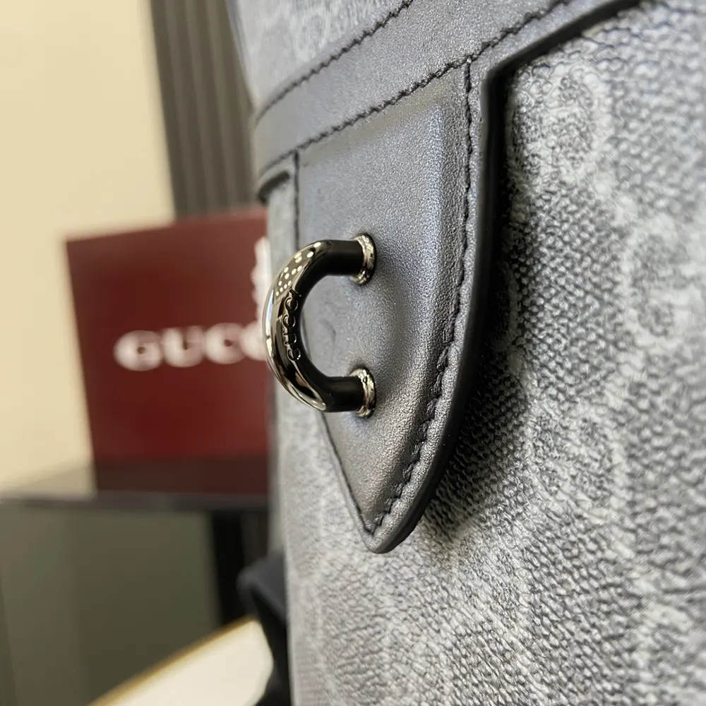 Gucci Unisex GG Emblem Medium Backpack-Gray 821159FAED41000