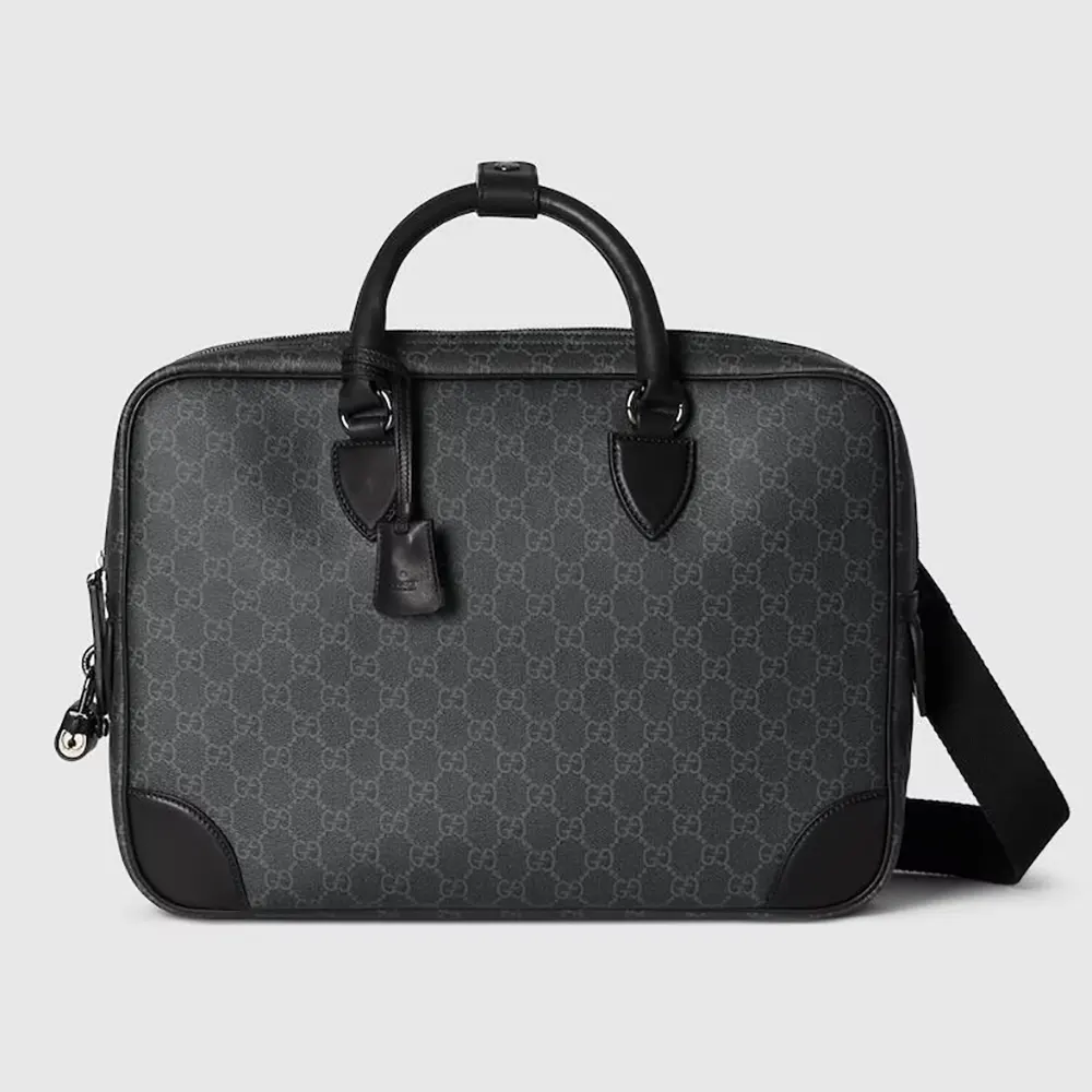 Gucci Unisex GG Emblem Medium Briefcase-Gray 821149FAED41000