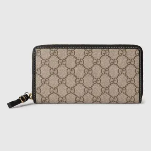 Gucci Unisex GG Emblem Zip Around Wallet-Black 819122FAD6L9741